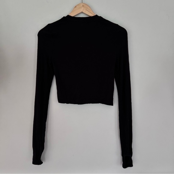 Social Collision Pumpkin Heart Ribcage Crop Long Sleeve Black Tee Size XS - Picture 6 of 9